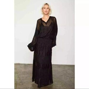 Hah Hot As Hell Royal Hahness Long Sleeve Sheer Lace Maxi Mesh Dress Goth M/L